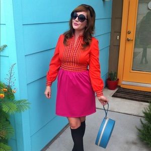 Pink and orange vintage dress